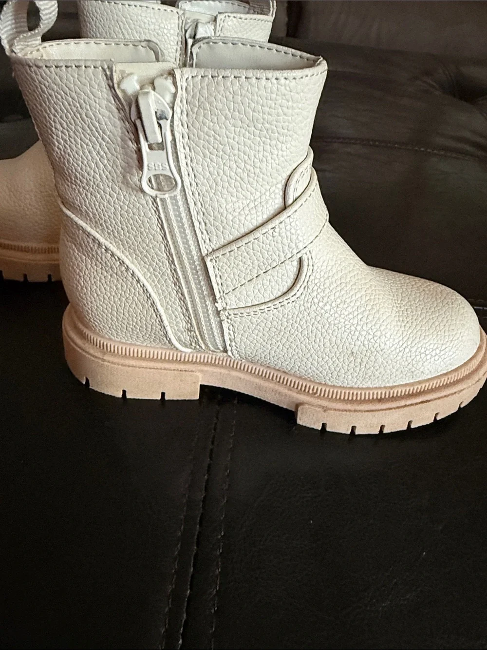 Cat & Jack Cream Ankle Boots with Tan Sole